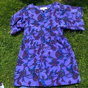 Sunner x Anthropologie 100% Silk Purple Floral Shift Dress